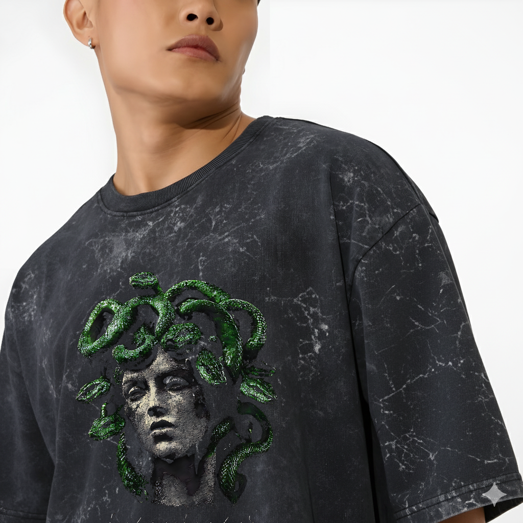 Intoxicated Medusa Acid Wash Oversized T-Shirt