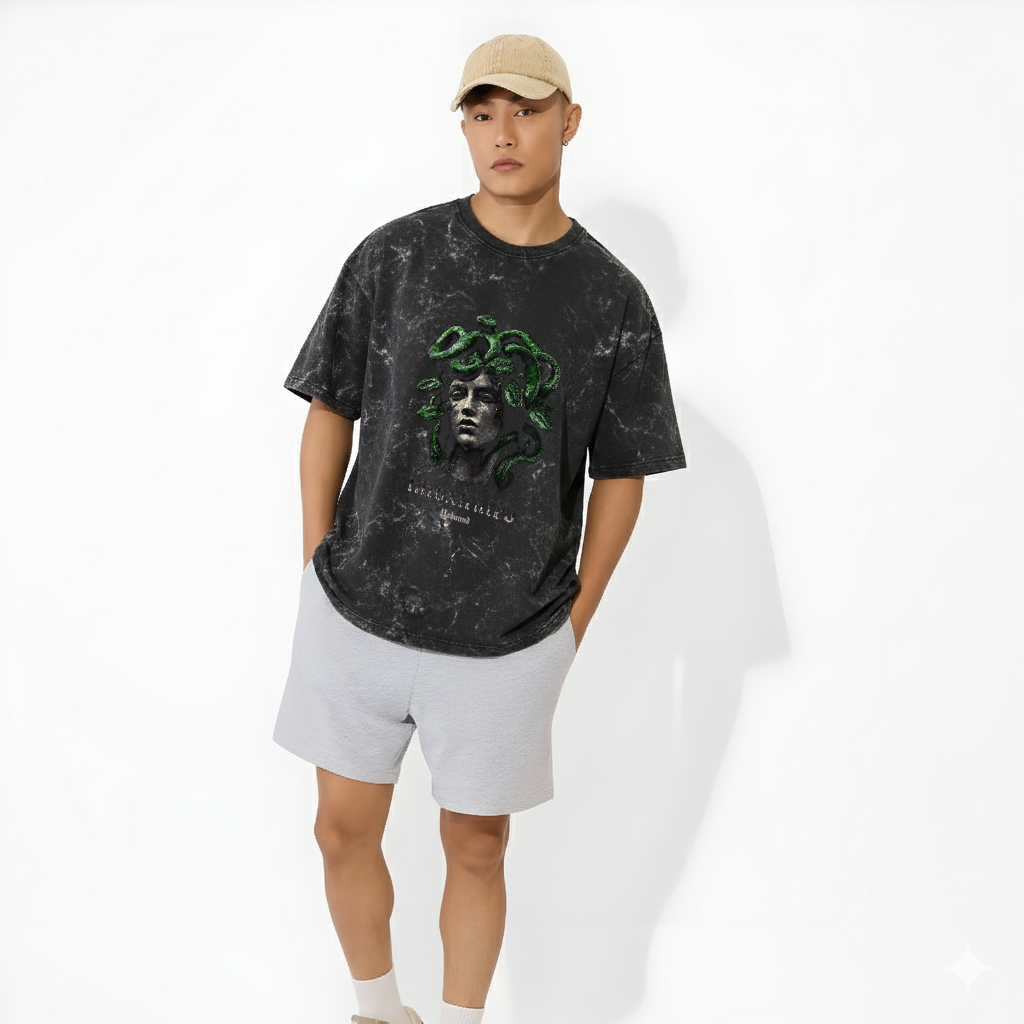 Intoxicated Medusa Acid Wash Oversized T-Shirt